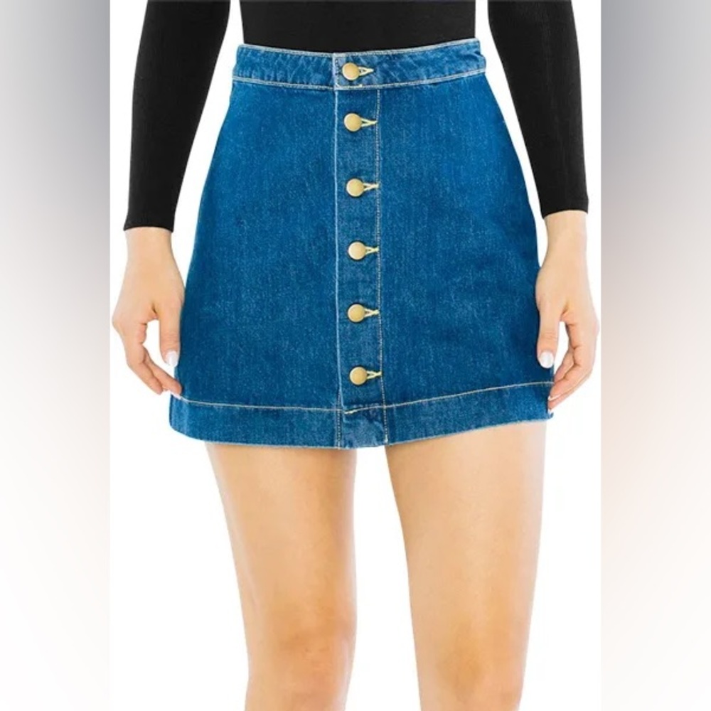 American Apparel (Gilden) A-Line Denim Button Front Mini Skirt size XS